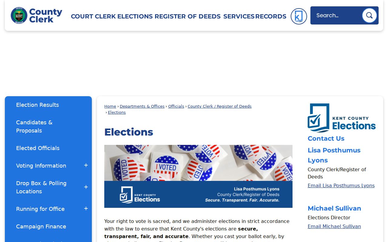 Kentwood neighbors page reference to the Kent County Elections civic records page
