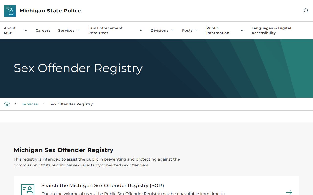 Kentwood resident lookup reference to the Michigan State Police offender registry