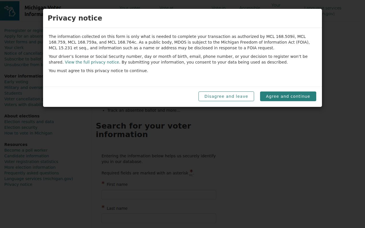 Kentwood residents directory Michigan voter lookup fields