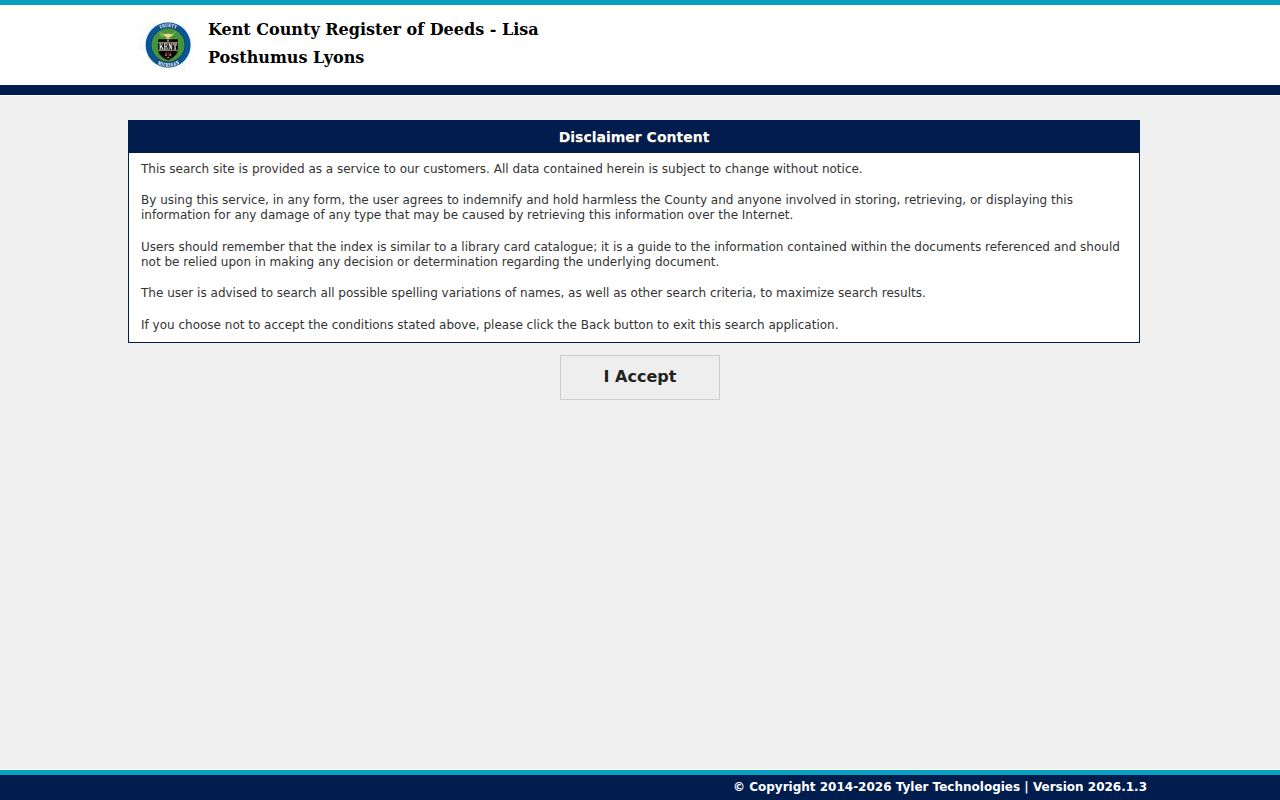 Kentwood previous residents Kent County deed-index disclaimer source